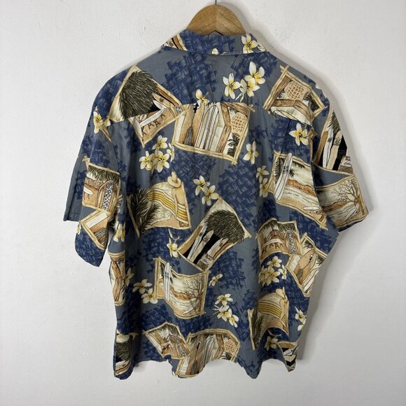 Pride Hawaiian Shirt Men’s 2XL Blue Yellow Floral Surfboards Aloha Vintage Vibes - Picture 4 of 4